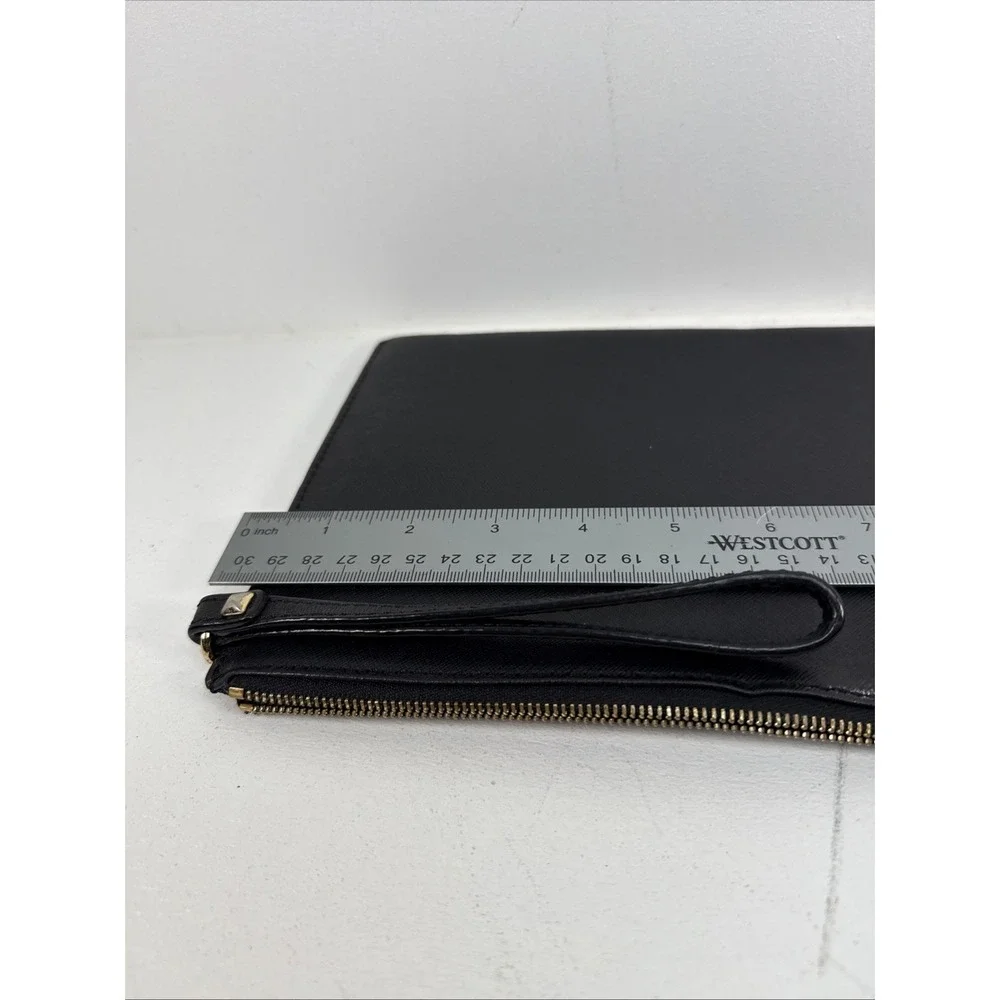 Michael Kors XL Zip Clutch Wallet Leather Gold Studded Logo Wristlet Black